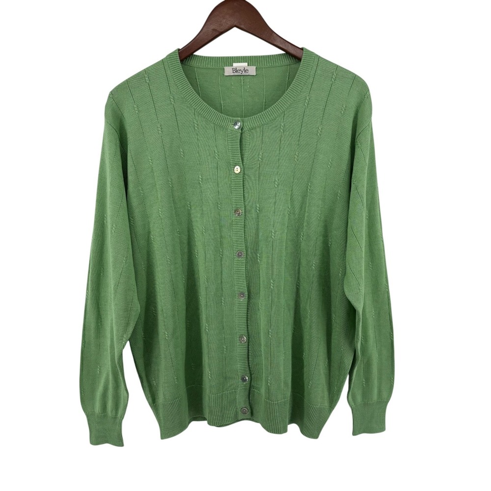 Vintage Bleyle 100% Silk Green Cardigan Size M Grandmacore